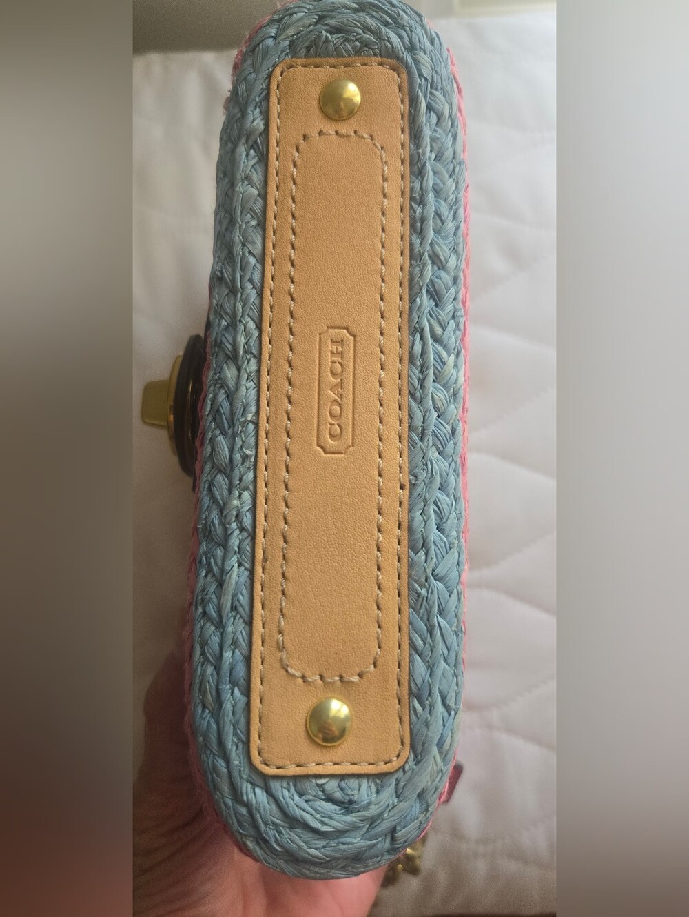 VINTAGE Coach Hamptons Multicolor Straw Wristlet – Excellent Pre-Loved Condition - Picture 3 of 8